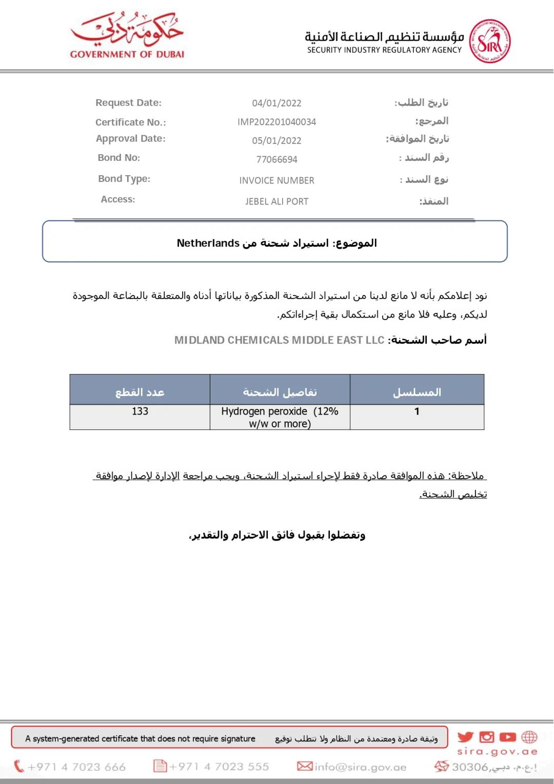 SIRA によって制限された有害化学物質のバナー
